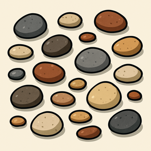 çakıl taşları.
In-Game asset.  2d.  High contrast.  No shadows