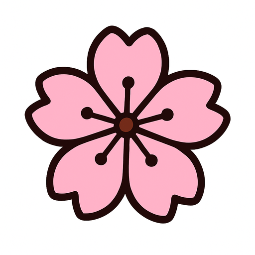 only one sakura flower.
In-Game asset.  2d.  High contrast.  No shadows. cute