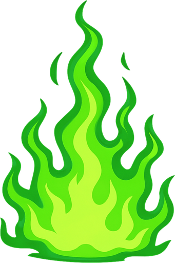 green fire.
In-Game asset.  2d.  High contrast.  No shadows