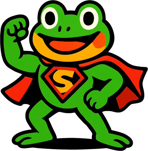 Süper Kurbağa.
In-Game asset.  2d.  High contrast.  No shadows