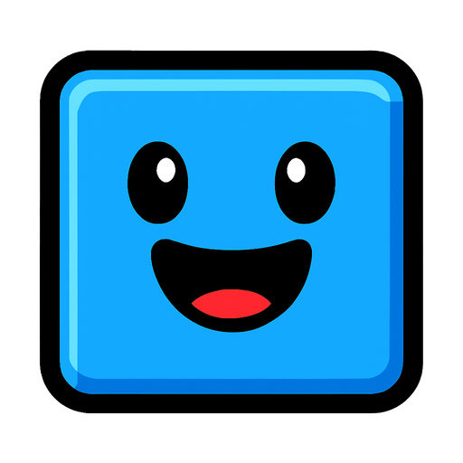 Happy blue block.
In-Game asset.  2d.  High contrast.  No shadows
