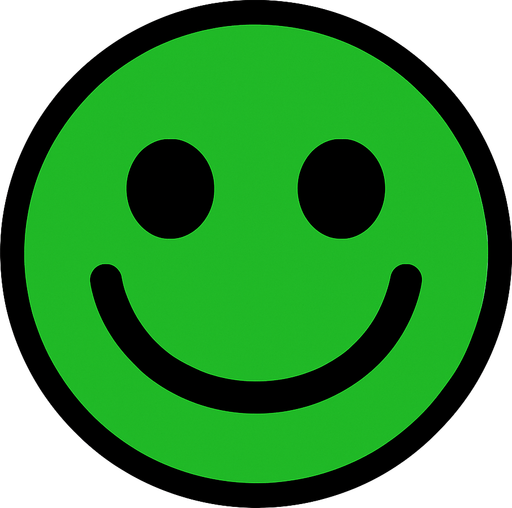 Green smiley face.
In-Game asset.  2d.  High contrast.  No shadows
