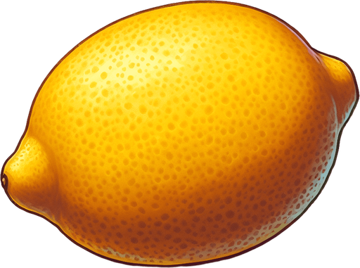 yellow lemon.
Single Game Texture. In-Game asset. 2d. Blank background. High contrast. No shadows.