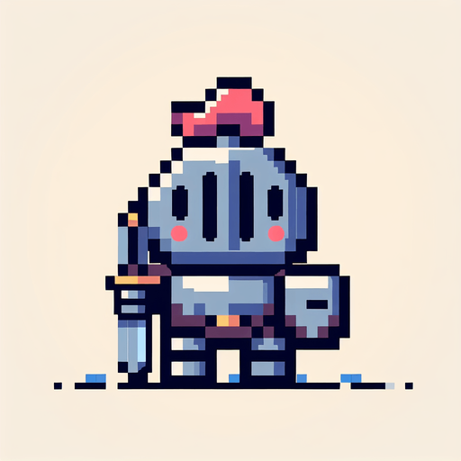 square shapped knight. pixelart. funny..
Single Game Texture. In-Game asset. 2d. Blank background. High contrast. No shadows.