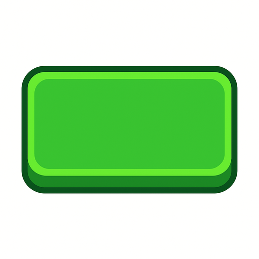 green rectangle-shaped pressable button.
In-Game asset.  2d.  High contrast.  No shadows
