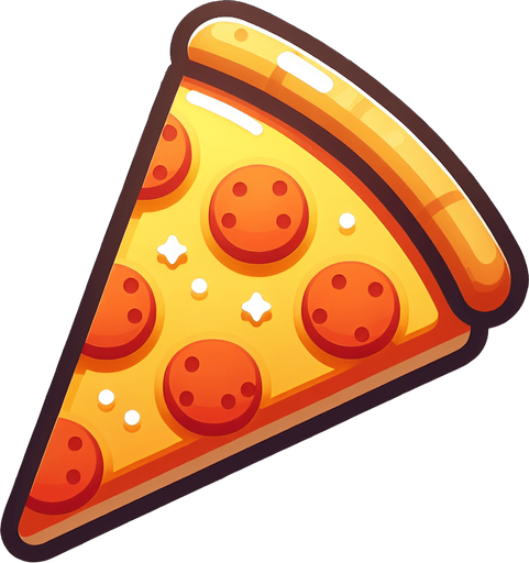 a slice of pizza on a transparent background, predominantly orange. Slice of pizza.
Single Game Texture. In-Game asset. 2d. Blank background. High contrast. No shadows.