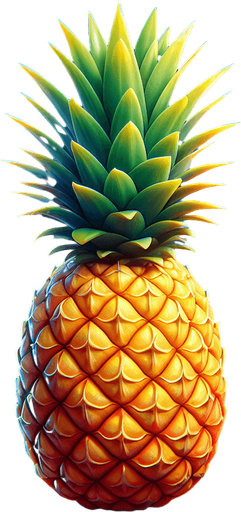 fruit pine apple.
Single Game Texture.  In-Game asset.  2d.  Blank background.  High contrast.  No shadows