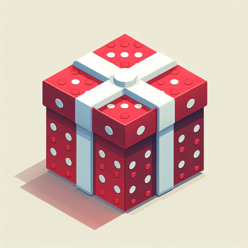 A big white and red dotted christmas gift, isometric view Single Game Texture. In-Game asset. 2d. Blank background. High contrast. No shadows.