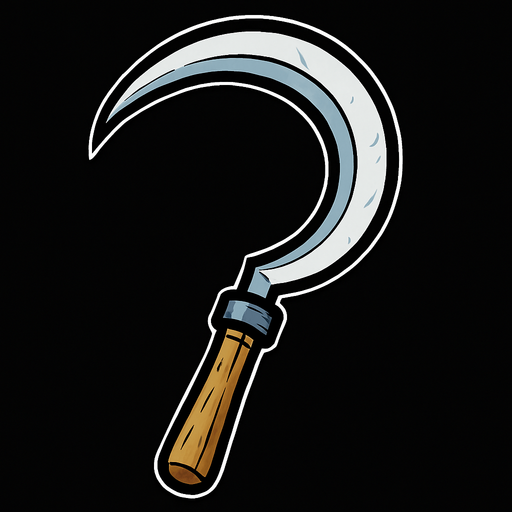 Mowing sickle.
In-Game asset.  2d.  High contrast.  No shadows