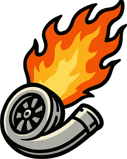 un propulsor turbo de carreras que expulse fuego con perspectiva hacia arriba
In-Game asset.  2d.  High contrast.  No shadows