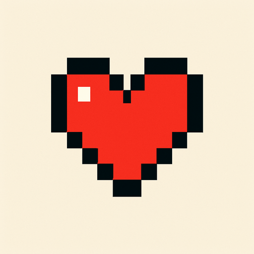 4x4 pixel art heart.
In-Game asset.  2d.  High contrast.  No shadows. retro arcade. Pixel art. 8 bit