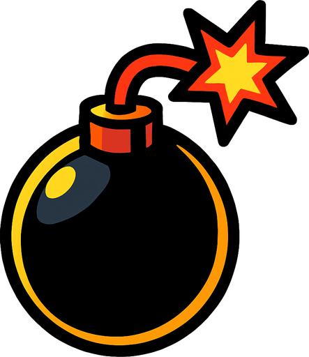 2D golgesiz guclu bomba resimi.
In-Game asset.  2d.  High contrast.  No shadows