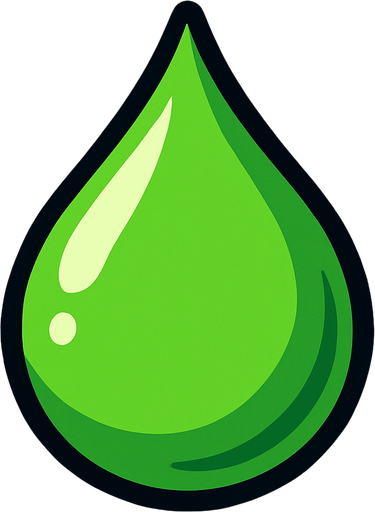 зеленая капля.
In-Game asset.  2d.  High contrast.  No shadows