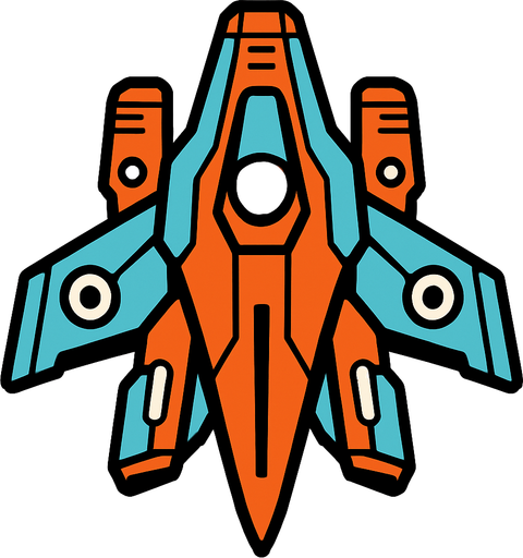 A future spaceship.
In-Game asset.  2d.  High contrast.  No shadows