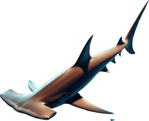 Hammer shark swimming in left direction...
2024 game style. Photorealistic. Full lateral view from mouth to tail