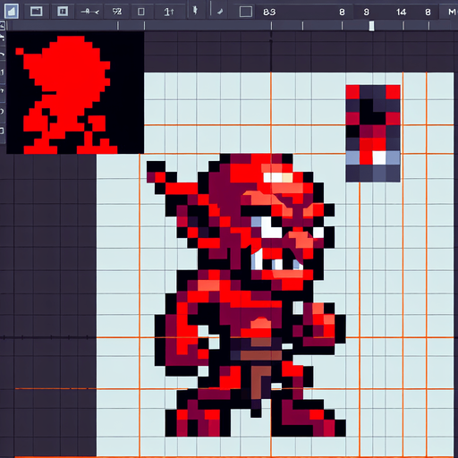 Pixel art in SNES Castlevania style. Red goblin Single Game Texture. In-Game asset. 2d. Blank background. High contrast. No shadows. Pixel art in SNES Castlevania style. Red goblin