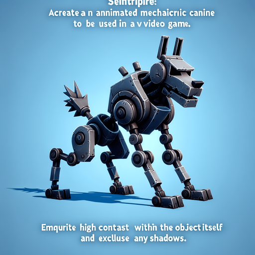 Rabid Robot Dog.
Single Game Texture. In-Game asset. 2d. Blank background. High contrast. No shadows.