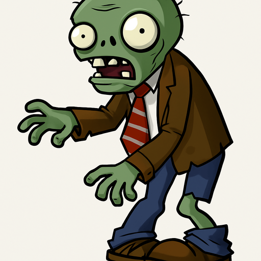 a plant vs zombies zombie.
In-Game asset.  2d.  High contrast.  No shadows