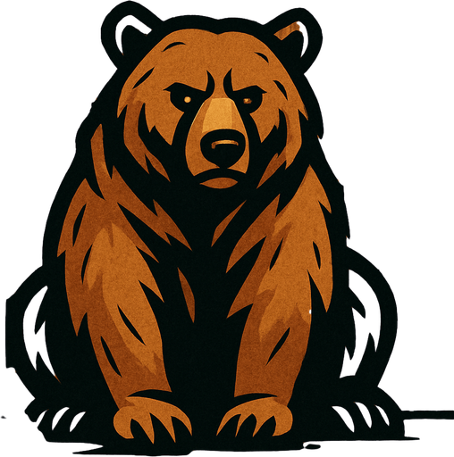 Bear with wooden background.
In-Game asset.  2d.  High contrast.  No shadows