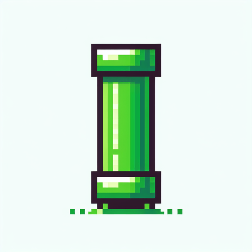 flappy bird pixel green pipe from bottom.
Single Game Texture. In-Game asset. 2d. Blank background. High contrast. No shadows.