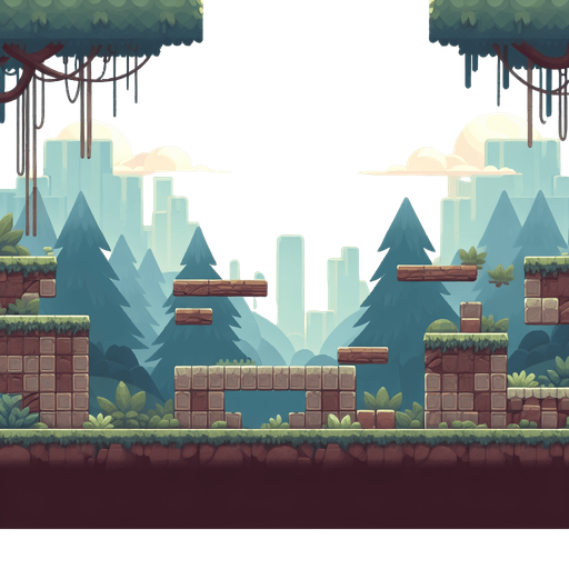 2d platformer back ground.
Single Game Texture. In-Game asset. 2d. Blank background. High contrast. No shadows.