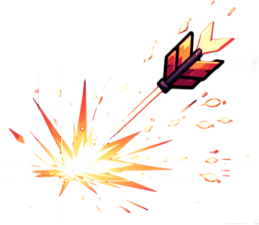 GIF animation of arrows  animation with a spark at the end of the sprite animation.
Sprite Game Texture. In-Game asset. 2d. Blank background. High contrast. No shadows.