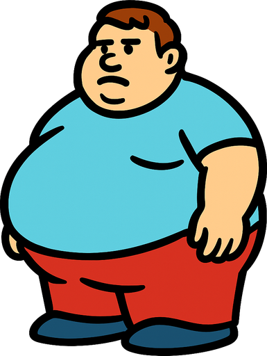 fat.
In-Game asset.  2d.  High contrast.  No shadows