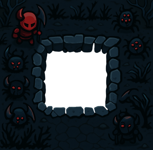 spawn of enemies,an empty pit of of a 2d tower defence game make it with dark coloures.
In-Game asset.  2d.  High contrast.  No shadows