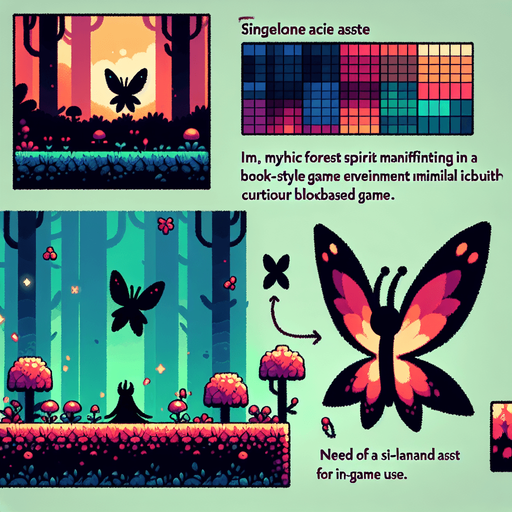 forest spirit, low resolution, indie like game,  looking like minecraft allay. one small creature 

Single Game Texture. In-Game asset. 2d. Blank background. High contrast. No shadows.