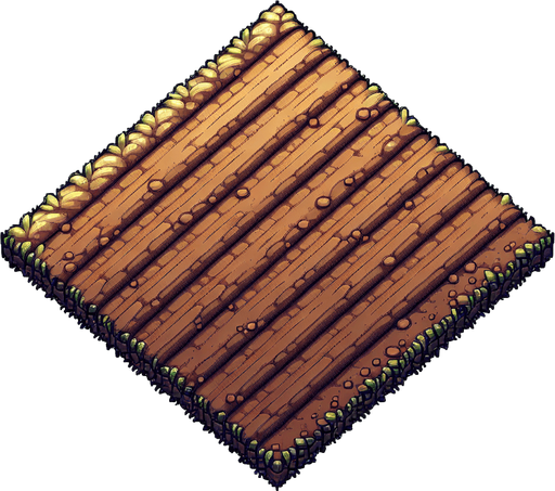 Create a tilled soil square.
Single Game Texture.  In-Game asset.  2d.  Blank background.  High contrast.  No shadows