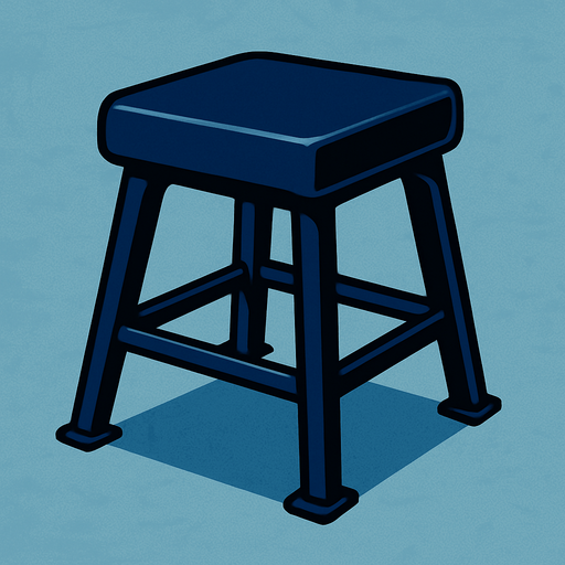 spor salonundaki koyu lacivert bir tabure.
In-Game asset.  2d.  High contrast.  No shadows