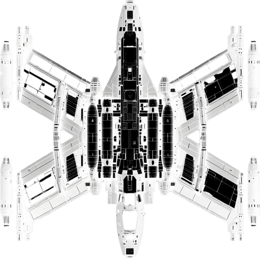basic spaceship scheme inverted colors..
BW. Top view.