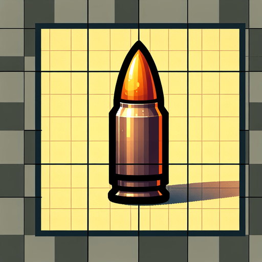 vertical tank bullet.
Single Game Texture.  In-Game asset.  2d.  Blank background.  High contrast.  No shadows