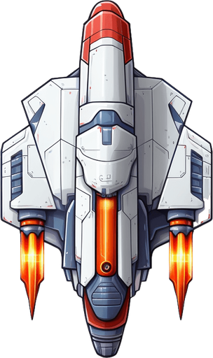 Single space torpedo flying upwards
Game Texture. In-Game asset. 2d. Pixelart. White background. Blank background. Low detail. High contrast.