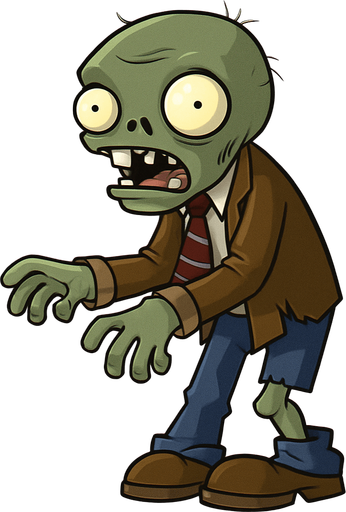 Zombie básico del videojuego plantas vs zombies.
In-Game asset.  No shadows