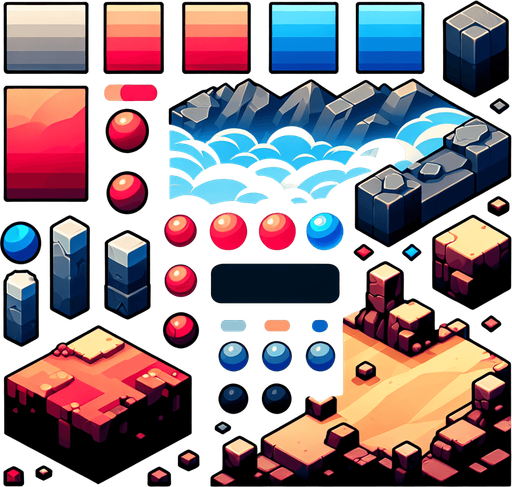 obstacle red and blu.
Single Game Texture.  In-Game asset.  2d.  Blank background.  High contrast.  No shadows