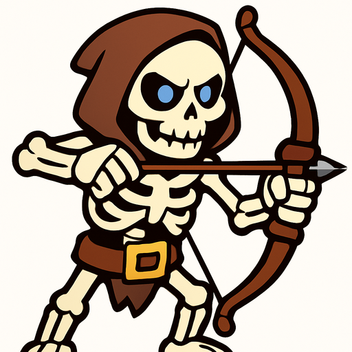 arquero esqueleto.
In-Game asset.  High contrast.  No shadows