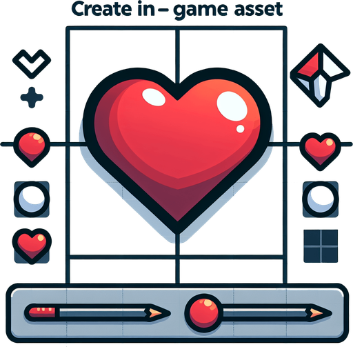 coeur.
Single Game Texture. In-Game asset. 2d. Blank background. High contrast. No shadows.