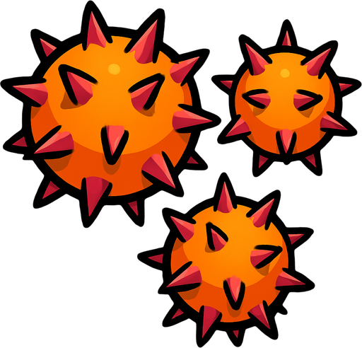 round spiky balls.
In-Game asset.  2d.  High contrast.  No shadows