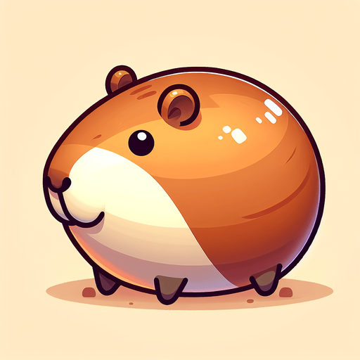 Un capiraba redondo como una pelota.
Single Game Texture.  In-Game asset.  2d.  Blank background.  High contrast.  No shadows