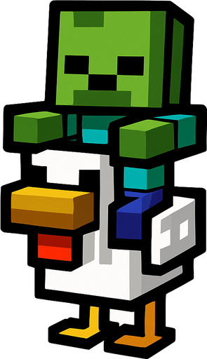 minecraft chicken jockey.
In-Game asset.  2d.  High contrast.  No shadows
