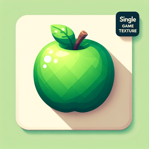 green apple.
Single Game Texture. In-Game asset. 2d. Blank background. High contrast. No shadows.