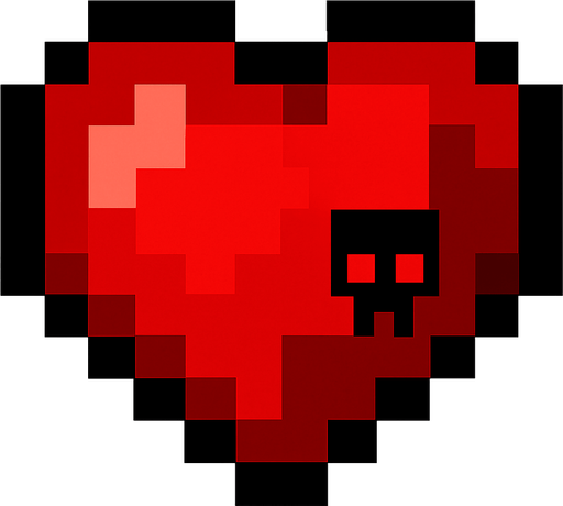 Minecraf hardcore heart.
In-Game asset.  2d.  High contrast.  No shadows