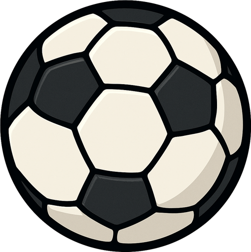 A common soccer ball made of leather.
In-Game asset.  2d.  High contrast.  No shadows. Cartoon