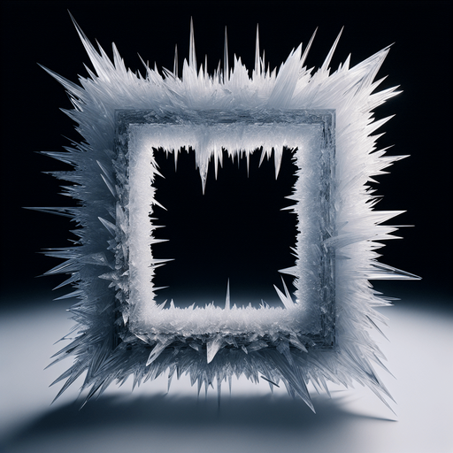 frame made of sharp ice, it fill the complete screen, in the center is black only