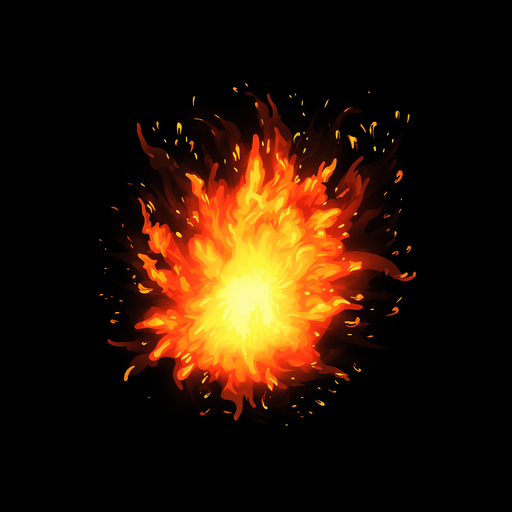 Single fire particle
Single Game Texture. In-Game asset. 2d. Pixelart. White background. Blank background. Low detail. High contrast.