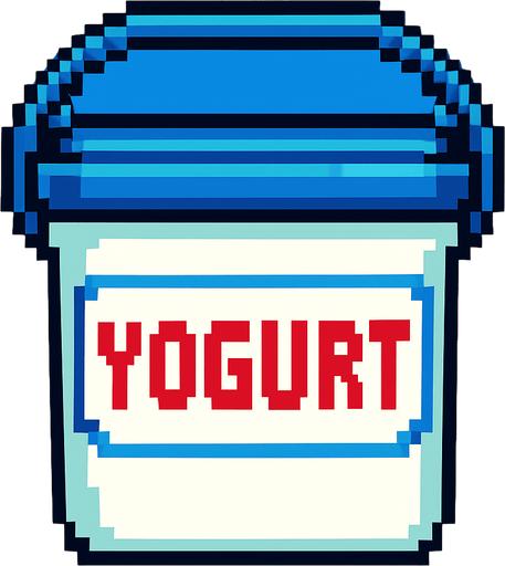 yogurt bucket, pixelart.
In-Game asset.  2d.  High contrast.  No shadows