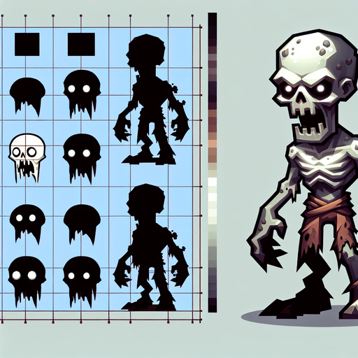 zombie.
Single Game Texture. In-Game asset. 2d. Blank background. High contrast. No shadows.