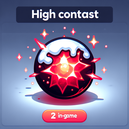 a snowball with red power, cartoon Single Game Texture. In-Game asset. 2d. Blank background. High contrast. No shadows.