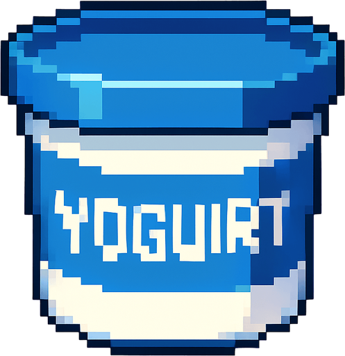 yogurt bucket, pixelart.
In-Game asset.  2d.  High contrast.  No shadows